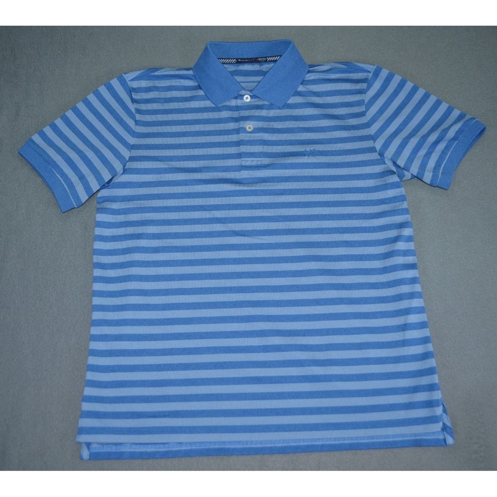 Southern Tide To Trail Blue Striped Mens Medium Performance Polo Shirt Skipjack